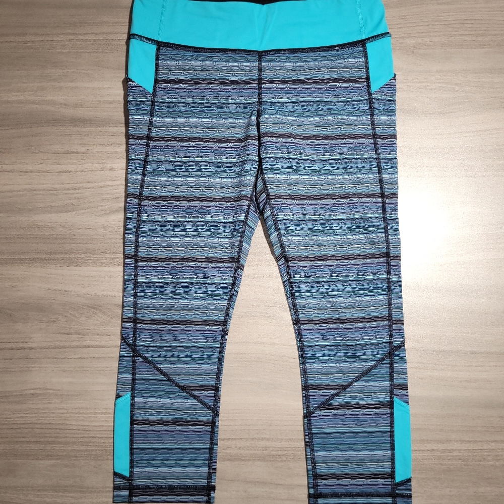 Lululemon 10 Pace Rival Run Crop Legging Space Dye Twist Naval Blue Peacock A1